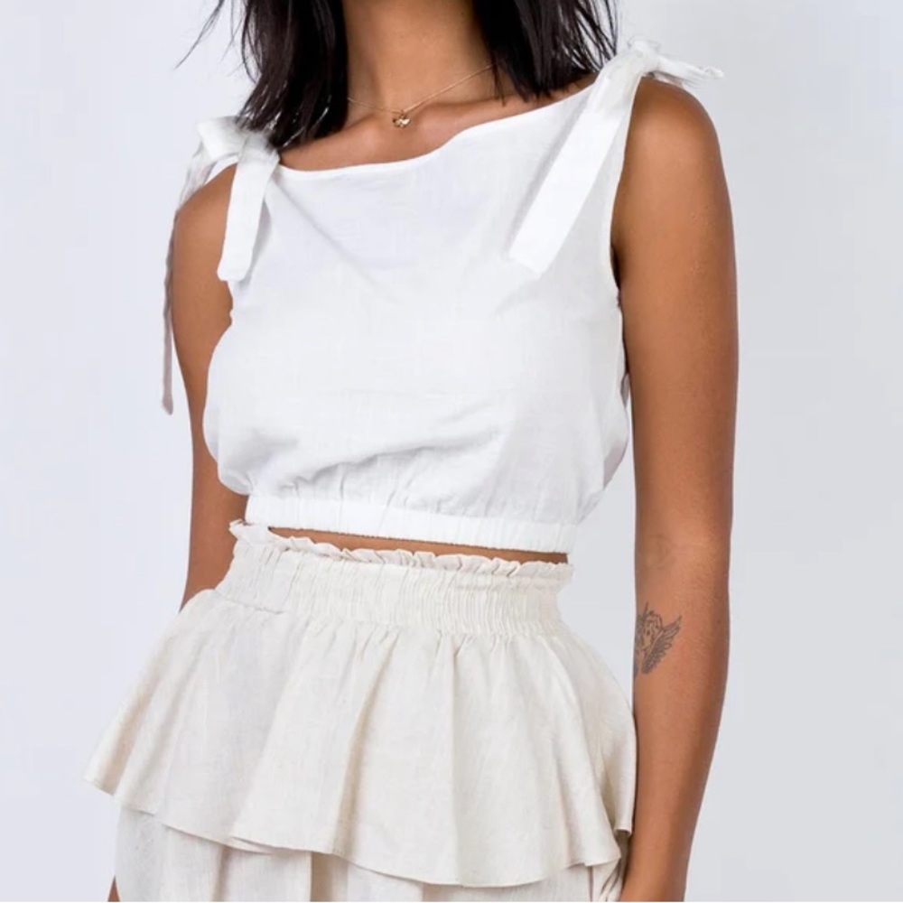Princess Polly white linen tank top